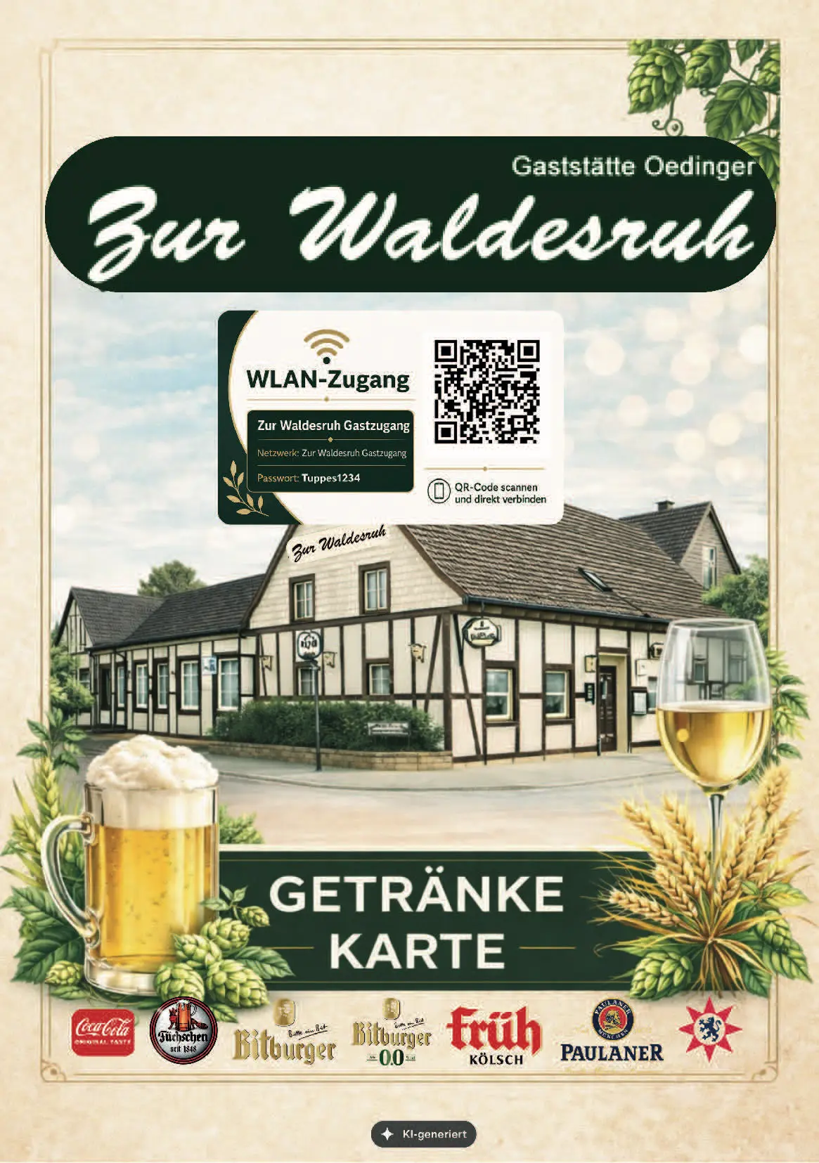 Getränkekarte Gaststätte Oedninger